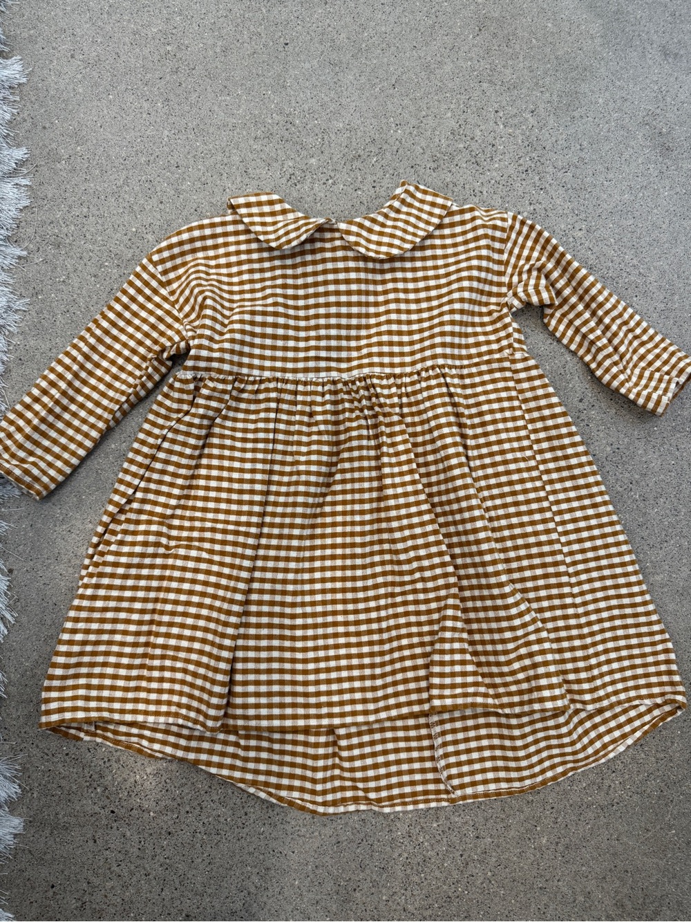 Rylee + Cru Mustard and White Gingham Peter Pan Collar Dress